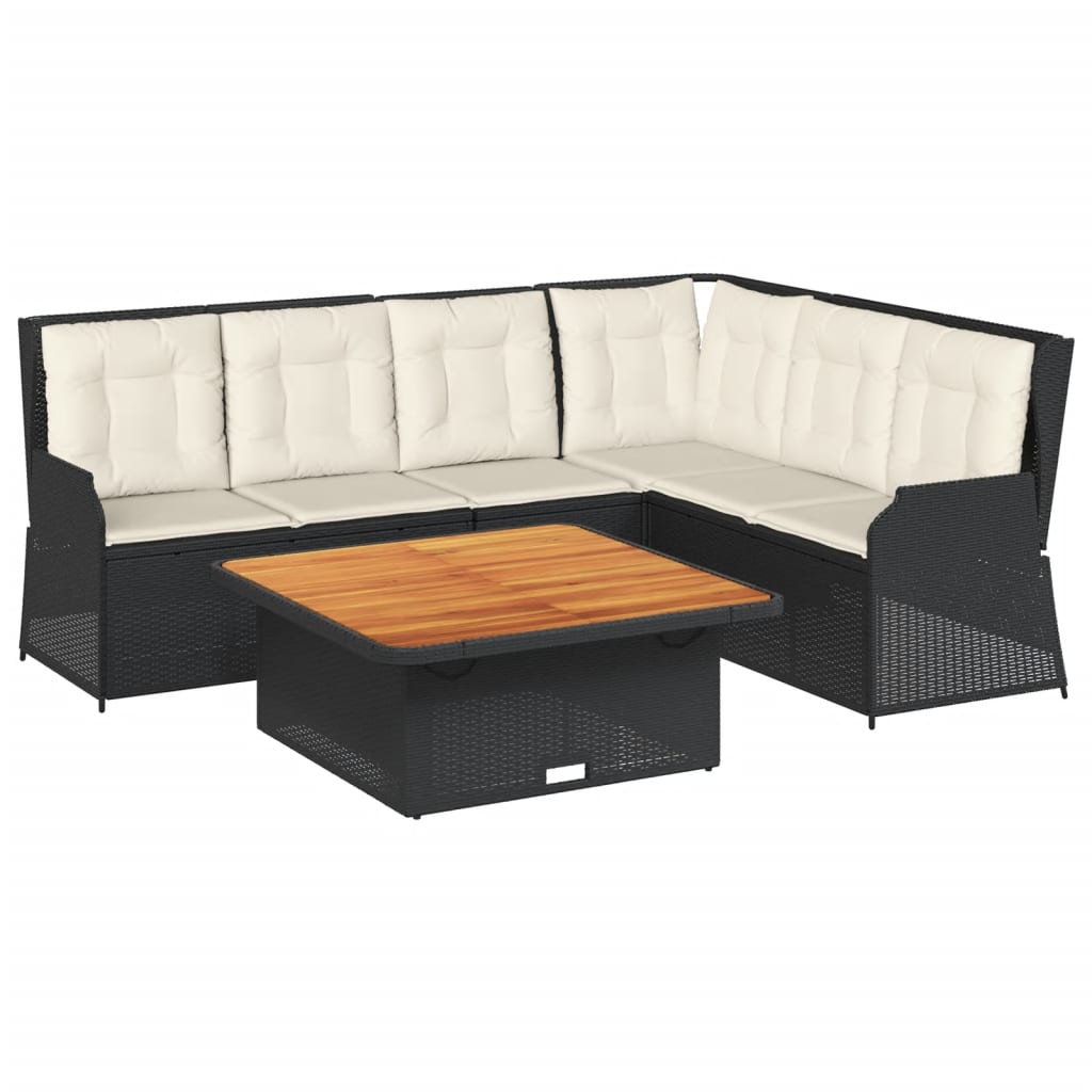 Set Divani da Giardino 5 pz con Cuscini Nero in Polyrattan | homemem39