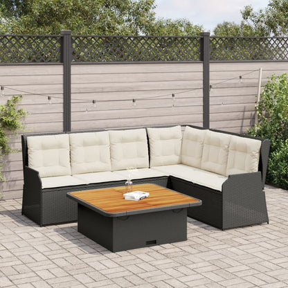Set Divani da Giardino 5 pz con Cuscini Nero in Polyrattan | homemem39