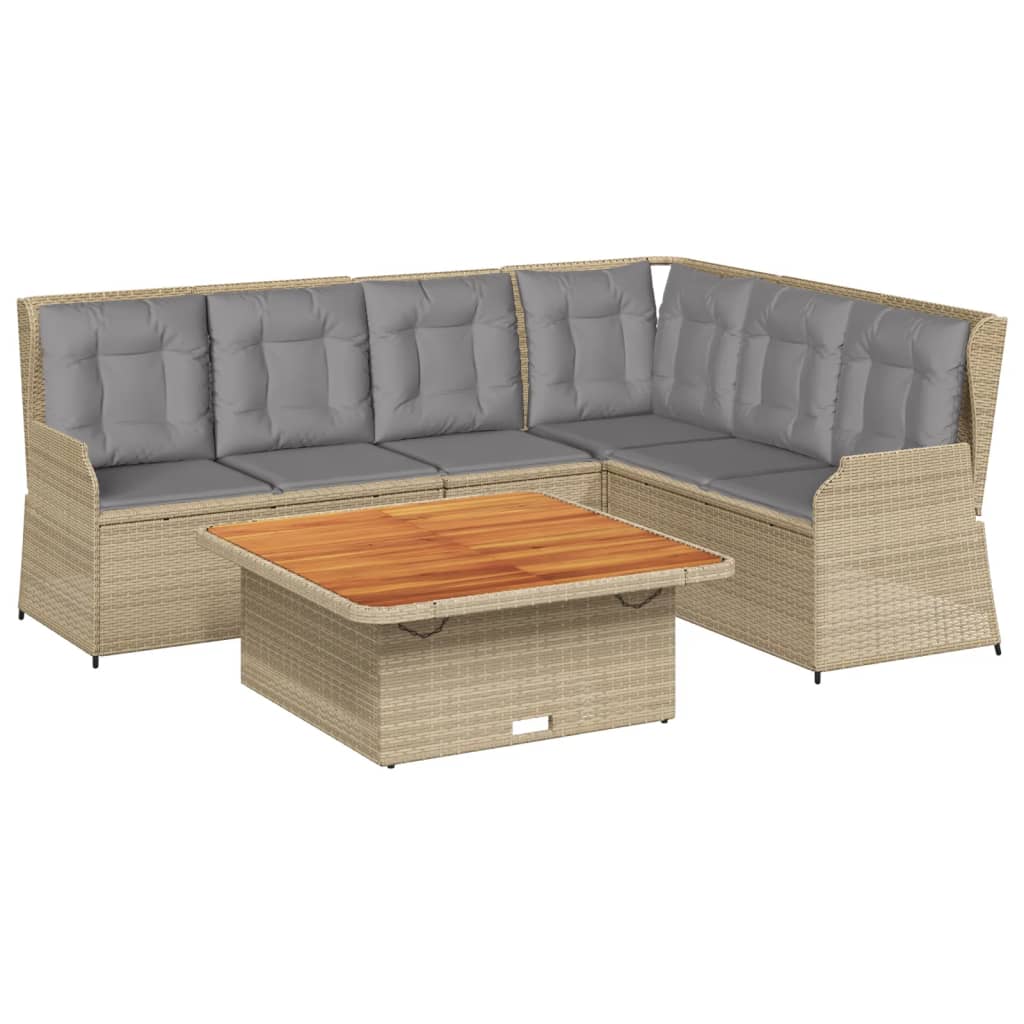 Set Divani da Giardino 5 pz con Cuscini in Polyrattan Beige | homemem39