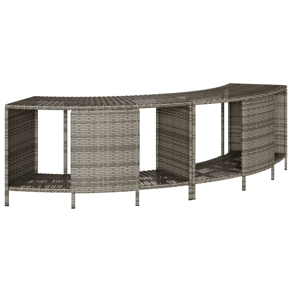 Bordo per Spa Grigio in Polyrattan e Legno Massello di Acacia