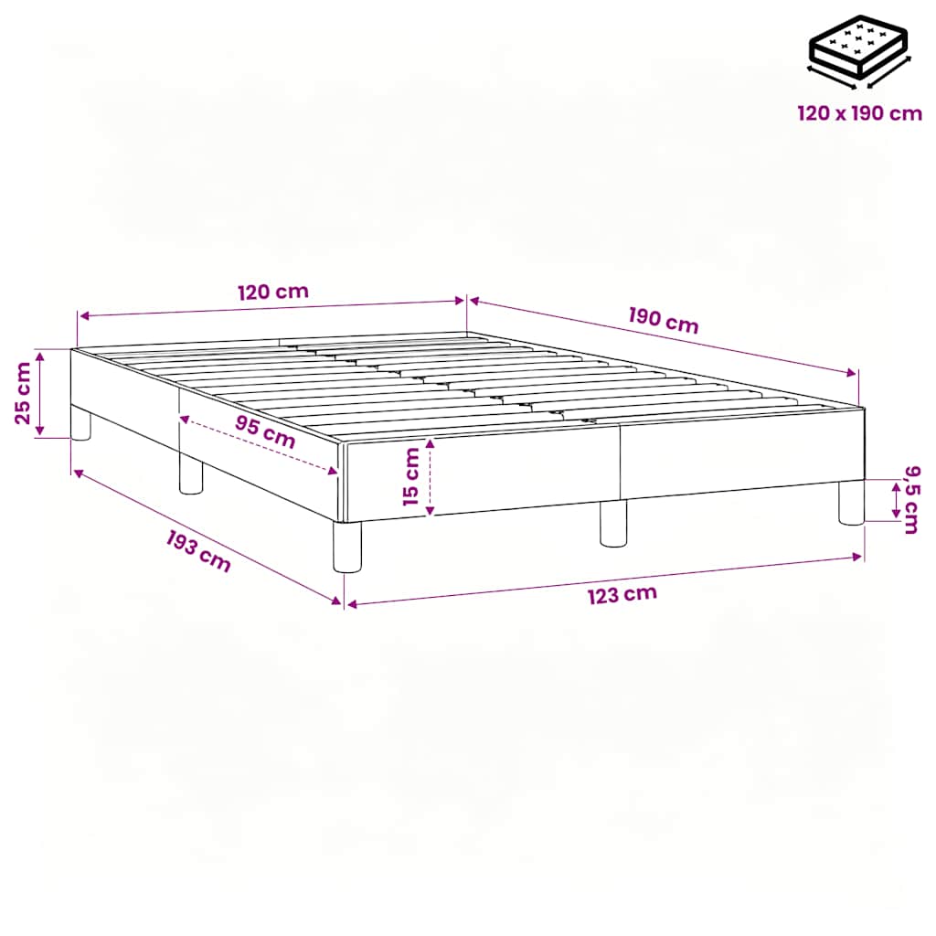 Giroletto senza Materasso Grigio Scuro 120x190 cm in Tessuto