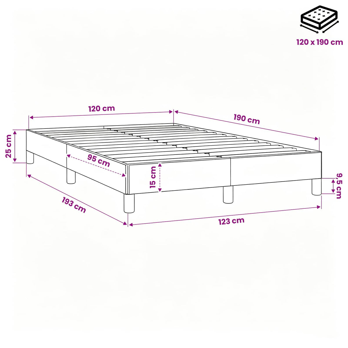 Giroletto senza Materasso Blu 120x190 cm in Tessuto