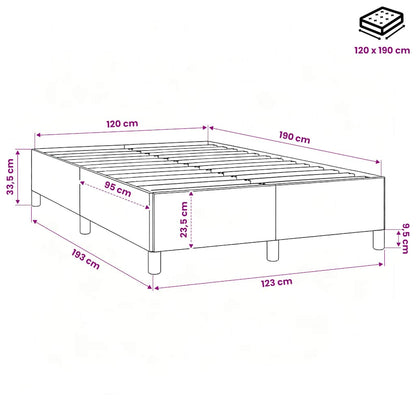 Giroletto senza Materasso Grigio Scuro 120x190 cm in Tessuto