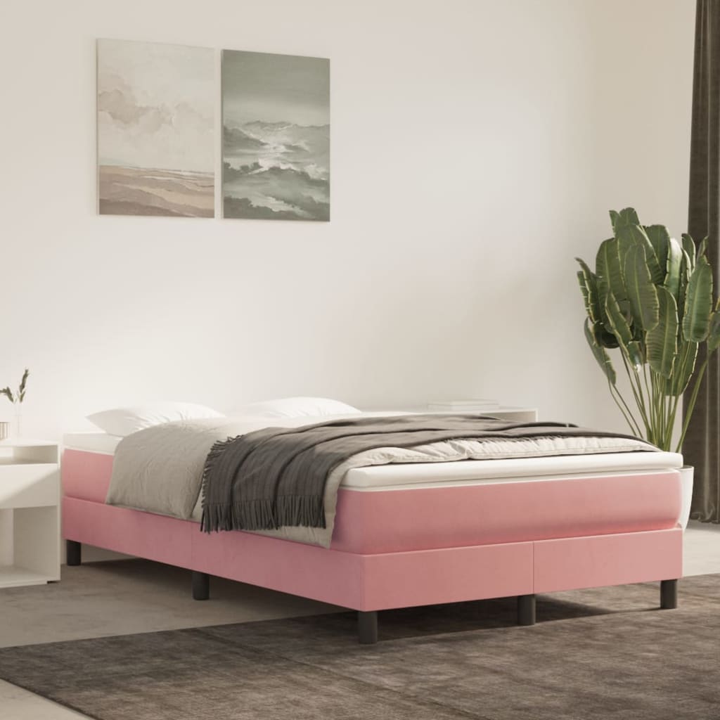 Giroletto a Molle con Materasso Rosa 120x190 cm in Velluto | homemem39