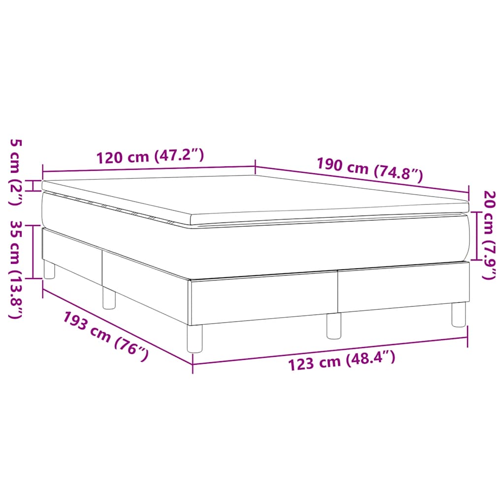 Giroletto a Molle con Materasso Crema 120x190 cm in Tessuto | homemem39