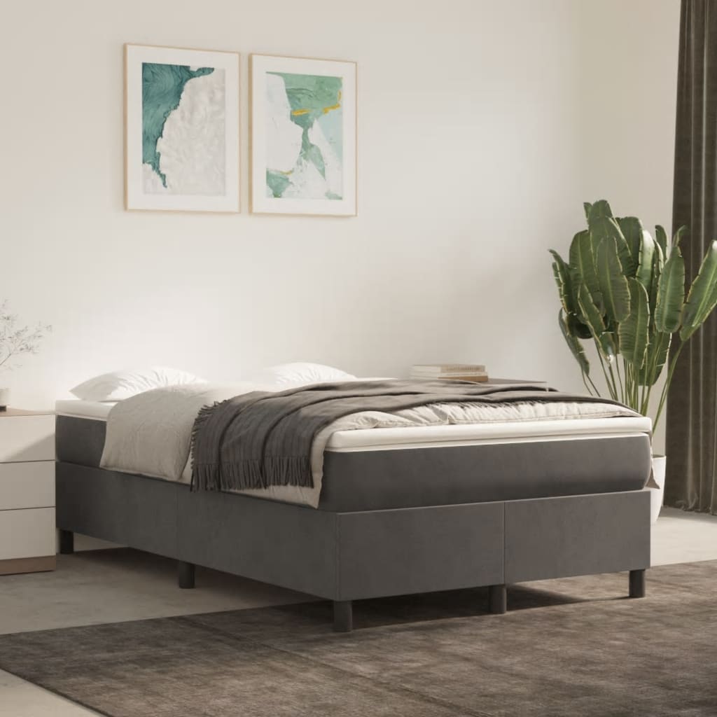 Giroletto a Molle con Materasso Grigio Scuro 120x190 cm Velluto | homemem39