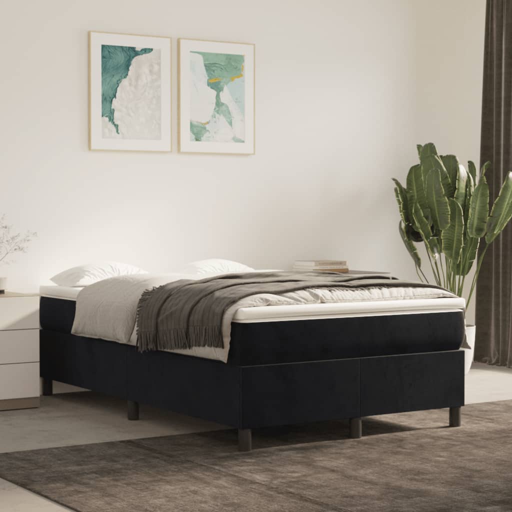Giroletto a Molle con Materasso Nero 120x190 cm in Velluto | homemem39