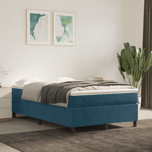 Giroletto a Molle con Materasso Blu Scuro 120x190 cm in Velluto | homemem39