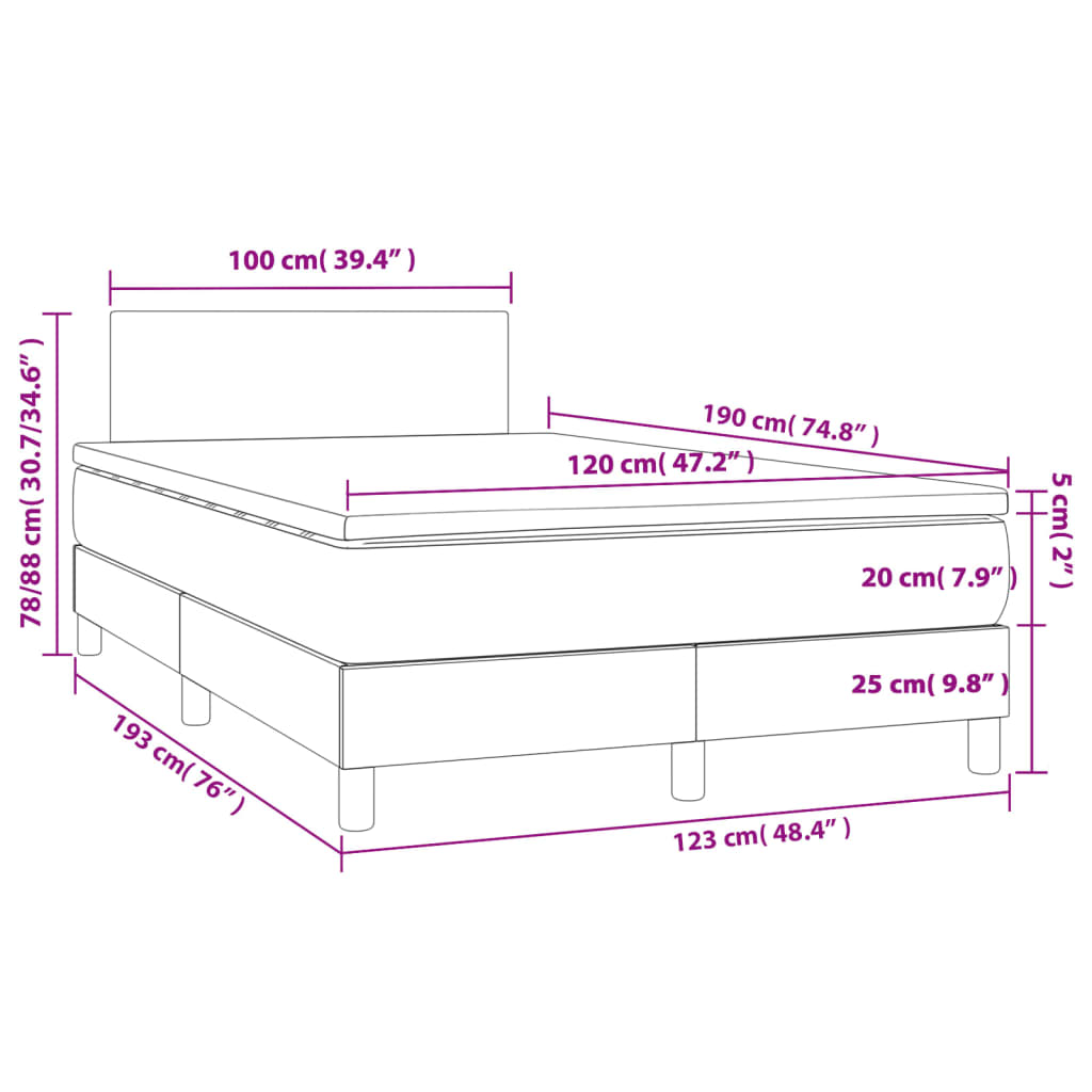 Giroletto a Molle con Materasso Blu 120x190 cm in Tessuto | homemem39