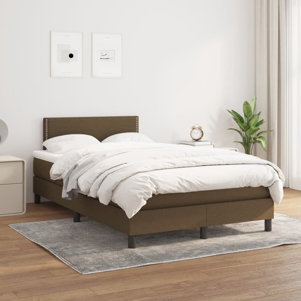 Giroletto a Molle con Materasso Marrone Scuro 120x190cm Tessuto | homemem39