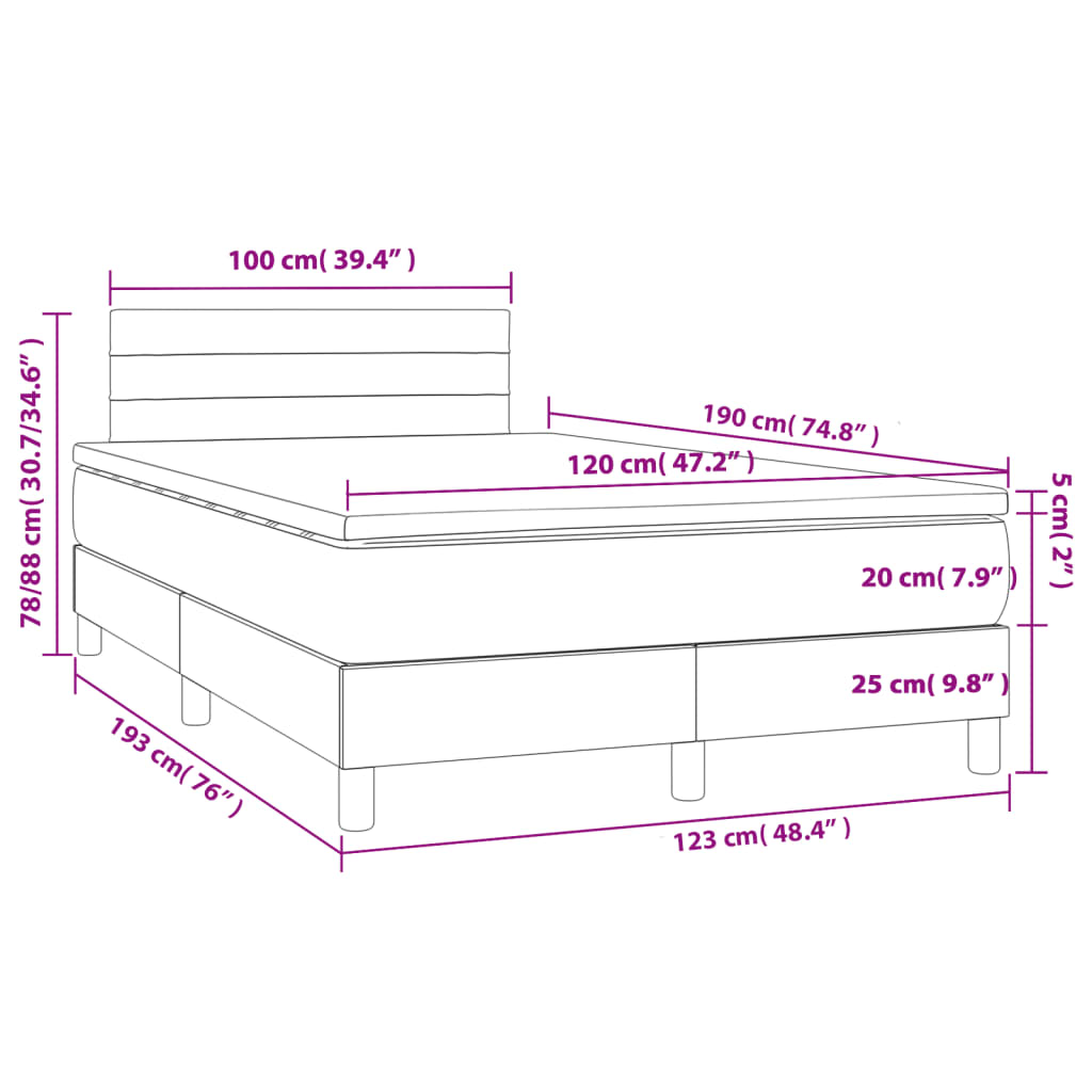 Giroletto a Molle con Materasso Blu 120x190 cm in Tessuto | homemem39