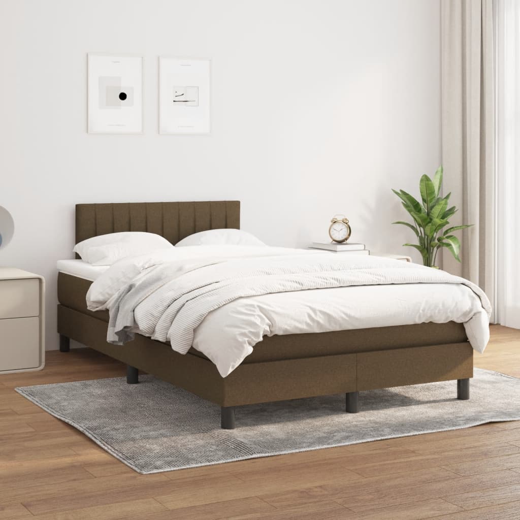 Giroletto a Molle con Materasso Marrone Scuro 120x190cm Tessuto | homemem39