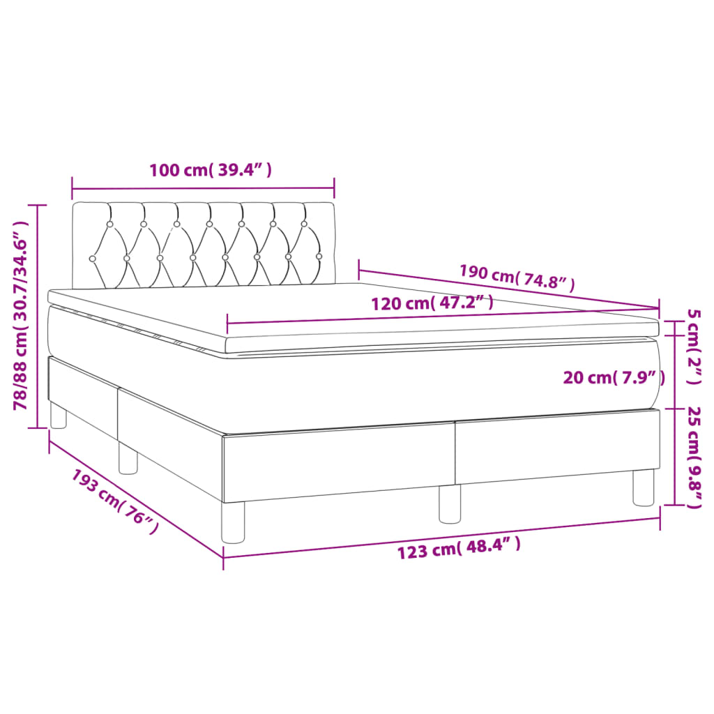 Giroletto a Molle con Materasso Marrone Scuro 120x190cm Tessuto | homemem39