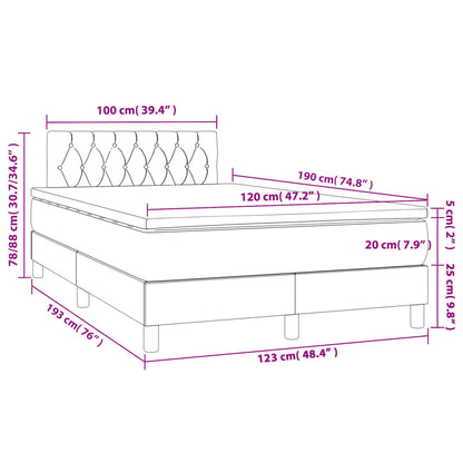 Giroletto a Molle con Materasso Marrone Scuro 120x190cm Tessuto | homemem39