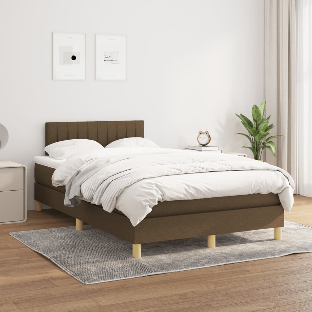Giroletto a Molle con Materasso Marrone Scuro 120x190cm Tessuto | homemem39