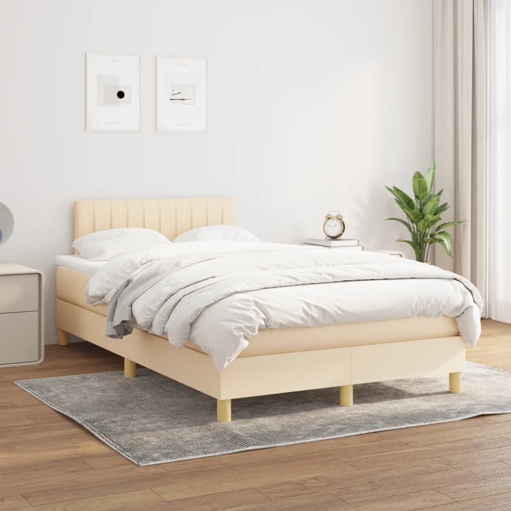 Giroletto a Molle con Materasso Crema 120x190 cm in Tessuto | homemem39