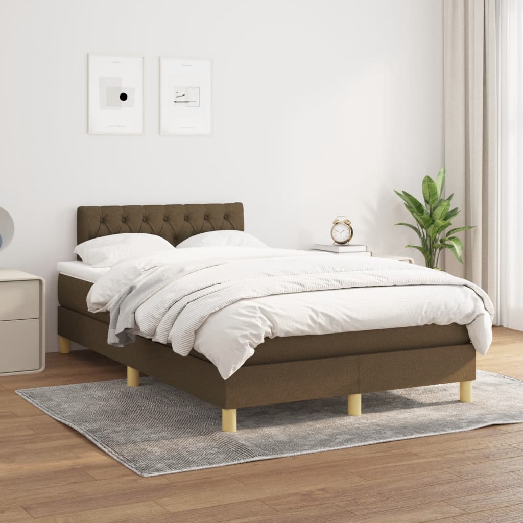 Giroletto a Molle con Materasso Marrone Scuro 120x190cm Tessuto | homemem39