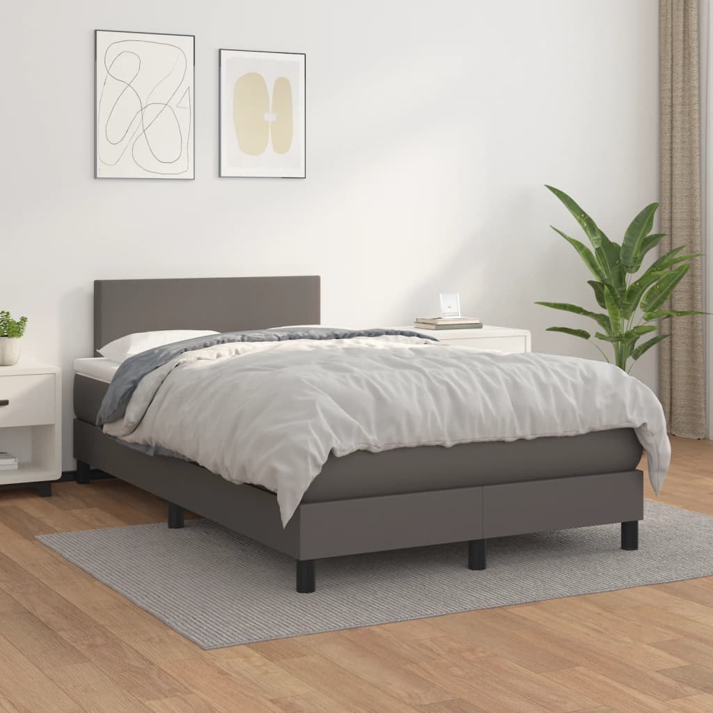 Giroletto a Molle con Materasso Grigio 120x190 cm in Similpelle | homemem39