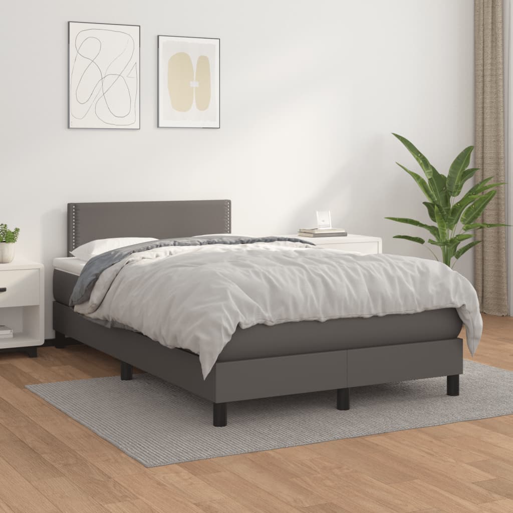 Giroletto a Molle con Materasso Grigio 120x190 cm in Similpelle | homemem39