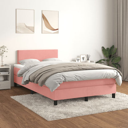 Giroletto a Molle con Materasso Rosa 120x190 cm in Velluto | homemem39