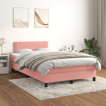 Giroletto a Molle con Materasso Rosa 120x190 cm in Velluto | homemem39