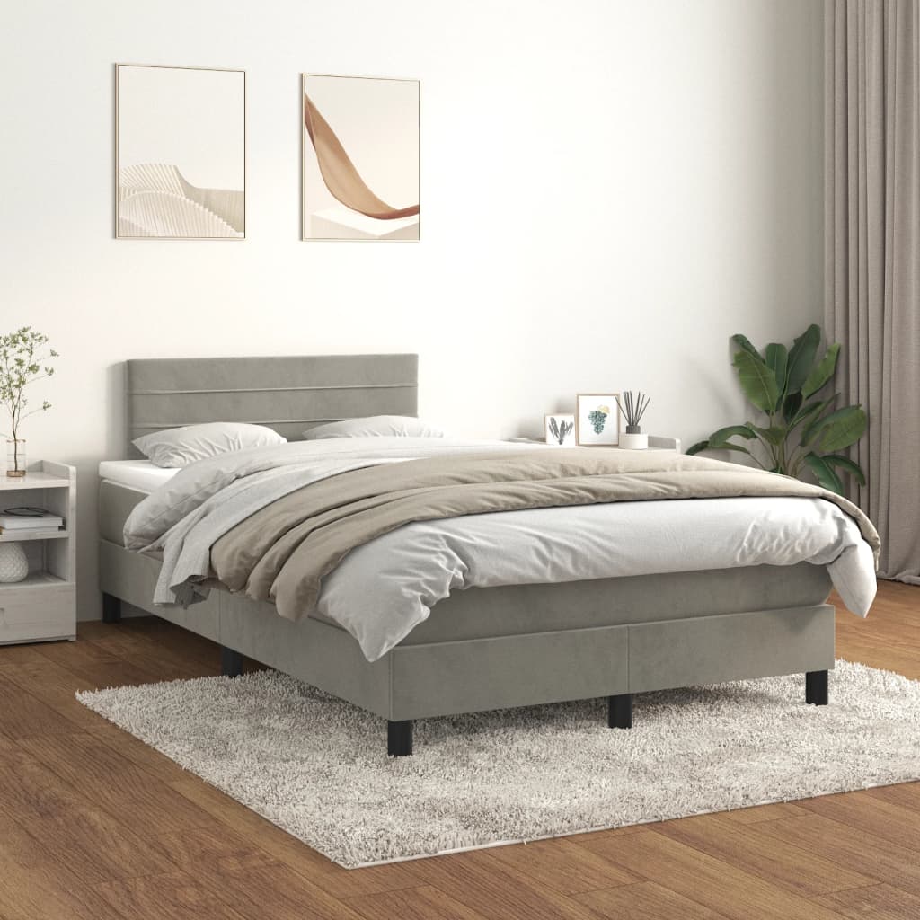 Giroletto a Molle con Materasso Grigio Chiaro 120x190cm Velluto | homemem39