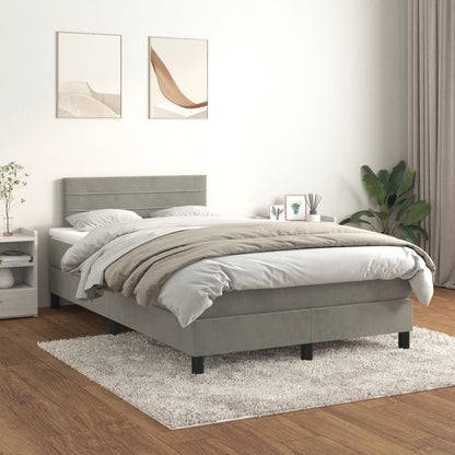 Giroletto a Molle con Materasso Grigio Chiaro 120x190cm Velluto | homemem39