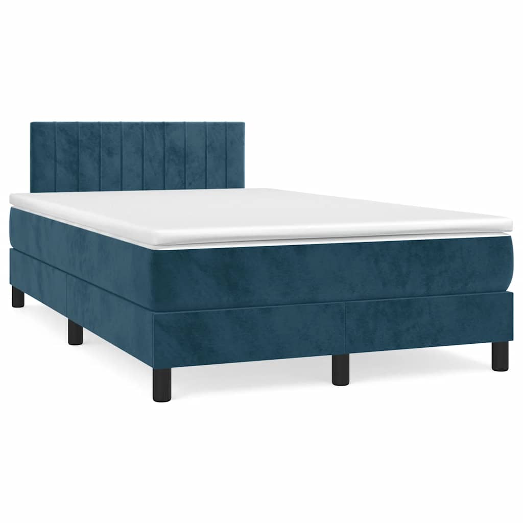 Giroletto a Molle con Materasso Blu Scuro 120x190 cm in Velluto