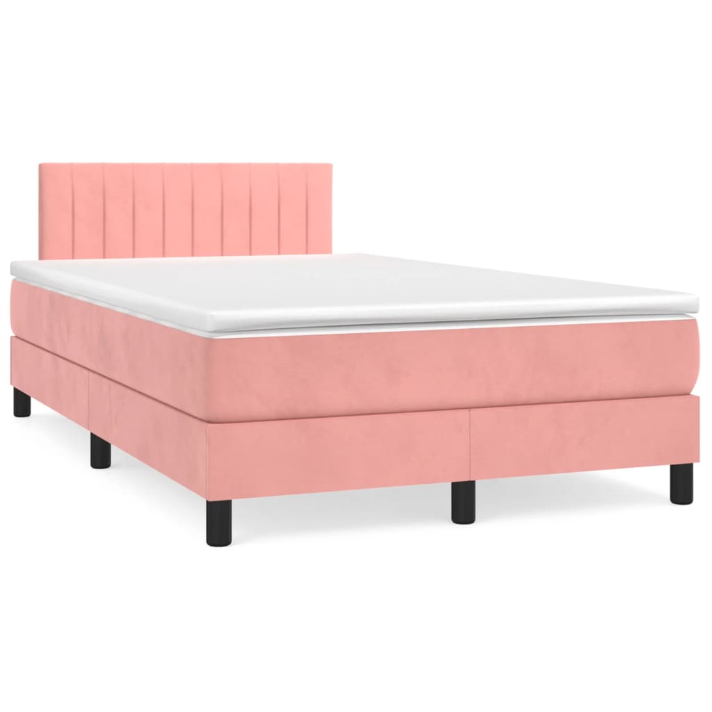 Giroletto a Molle con Materasso Rosa 120x190 cm in Velluto | homemem39