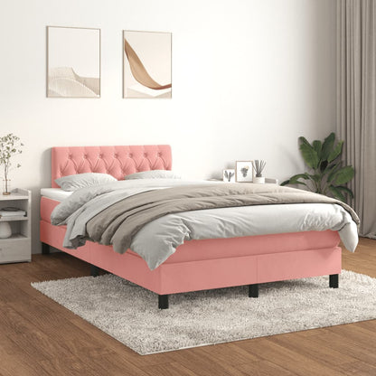 Giroletto a Molle con Materasso Rosa 120x190 cm in Velluto | homemem39