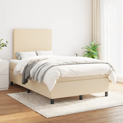 Giroletto a Molle con Materasso Crema 120x190 cm in Tessuto | homemem39