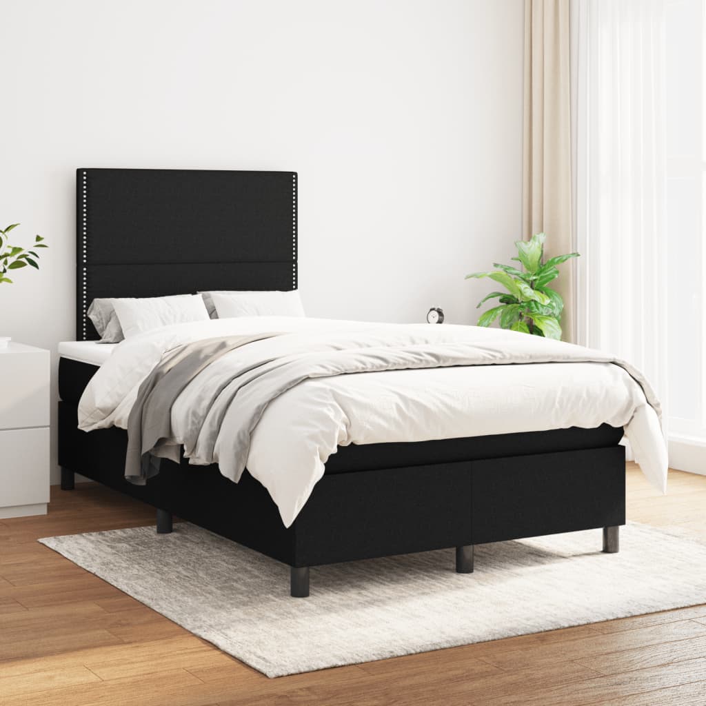 Giroletto a Molle con Materasso Nero 120x190 cm in Tessuto | homemem39