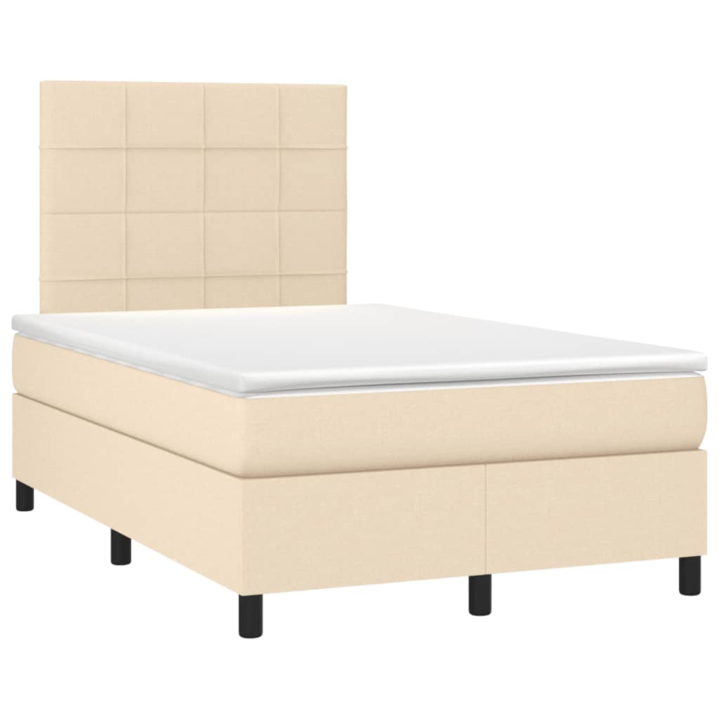 Giroletto a Molle con Materasso Crema 120x190 cm in Tessuto | homemem39