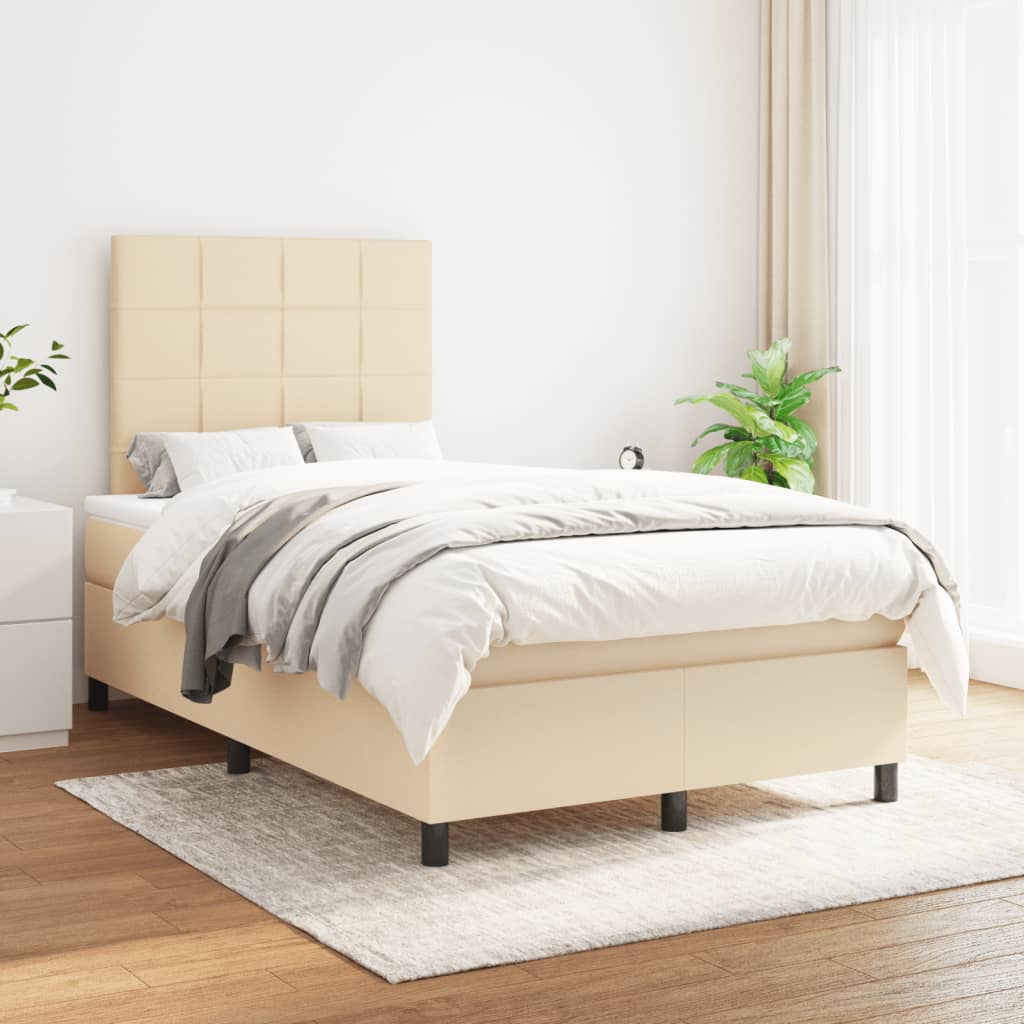 Giroletto a Molle con Materasso Crema 120x190 cm in Tessuto | homemem39