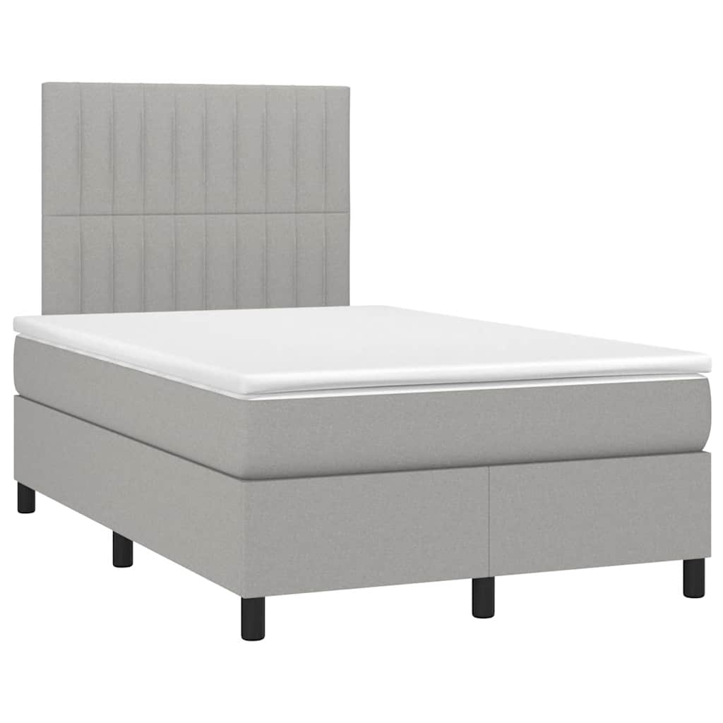 Giroletto a Molle con Materasso Grigio Chiaro 120x190cm Tessuto