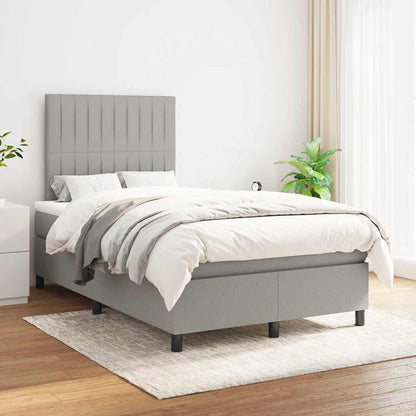 Giroletto a Molle con Materasso Grigio Chiaro 120x190cm Tessuto