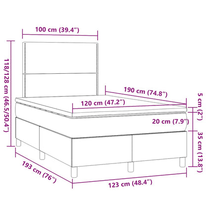 Giroletto a Molle con Materasso Tortora 120x190 cm in Tessuto | homemem39