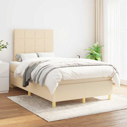 Giroletto a Molle con Materasso Crema 120x190 cm in Tessuto | homemem39