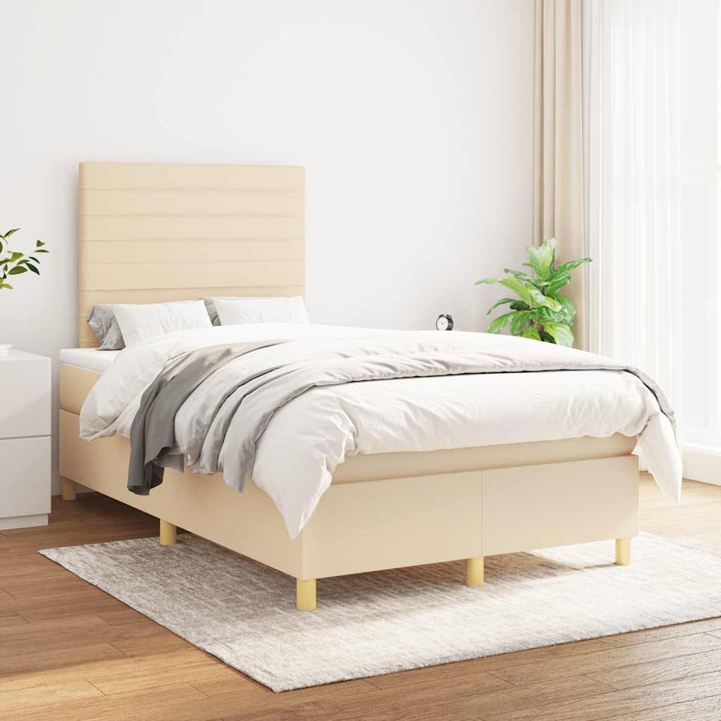 Giroletto a Molle con Materasso Crema 120x190 cm in Tessuto