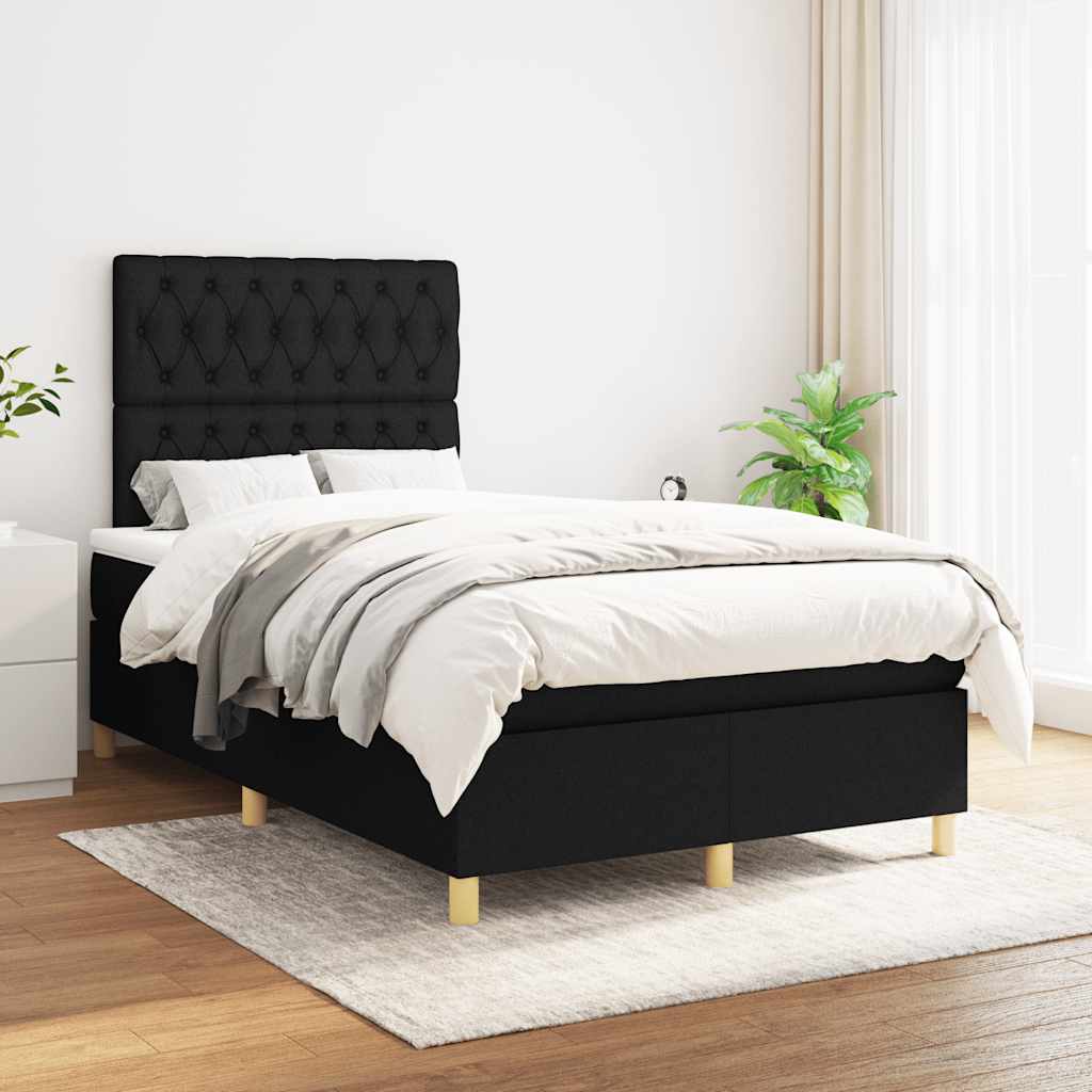 Giroletto a Molle con Materasso Nero 120x190 cm in Tessuto | homemem39