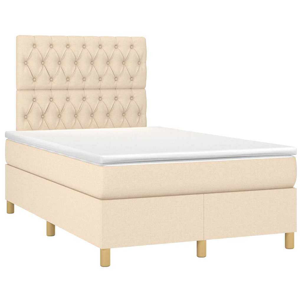 Giroletto a Molle con Materasso Crema 120x190 cm in Tessuto | homemem39