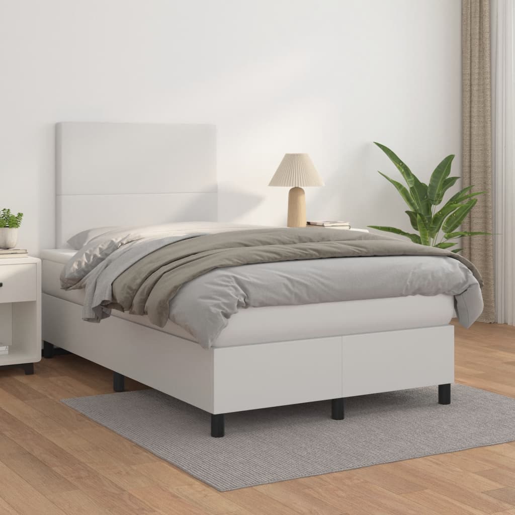Giroletto a Molle con Materasso Bianco 120x190 cm in Similpelle | homemem39