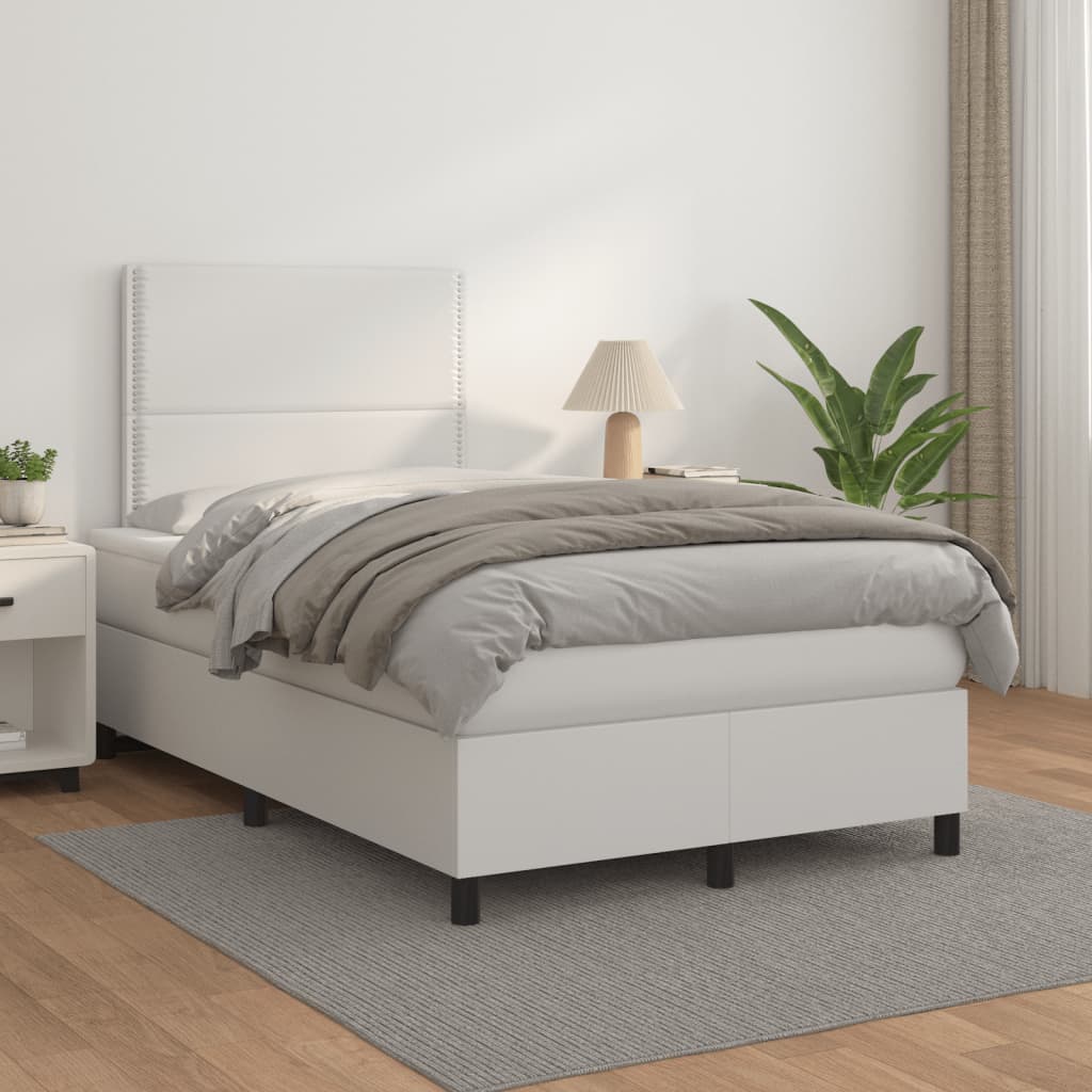 Giroletto a Molle con Materasso Bianco 120x190 cm in Similpelle | homemem39