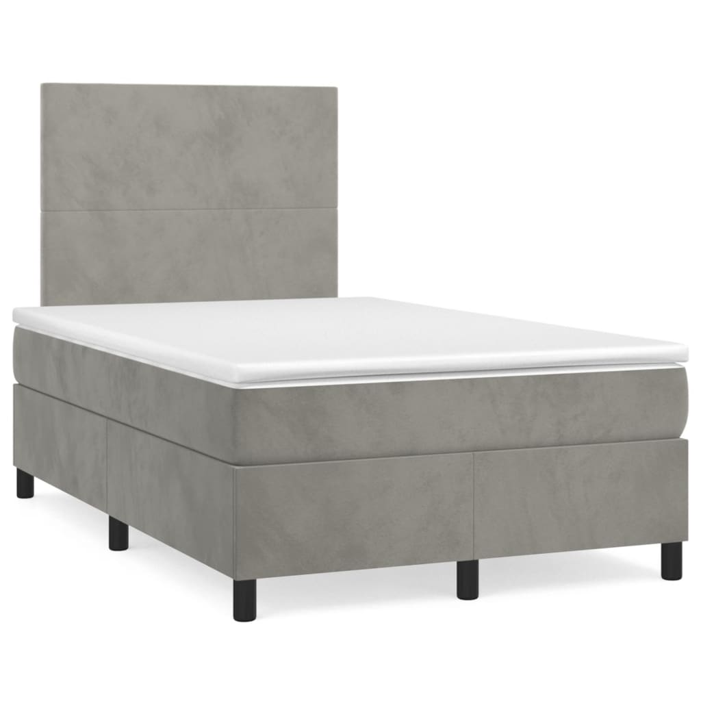 Giroletto a Molle con Materasso Grigio Chiaro 120x190cm Velluto | homemem39
