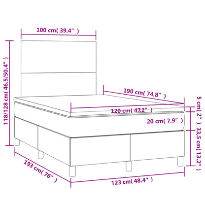 Giroletto a Molle con Materasso Grigio Scuro 120x190 cm Velluto | homemem39