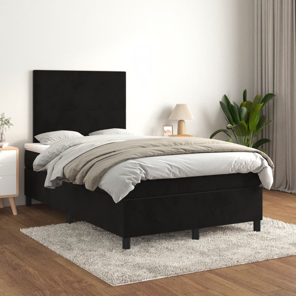 Giroletto a Molle con Materasso Nero 120x190 cm in Velluto | homemem39
