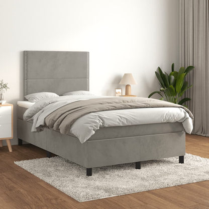 Giroletto a Molle con Materasso Grigio Chiaro 120x190cm Velluto | homemem39