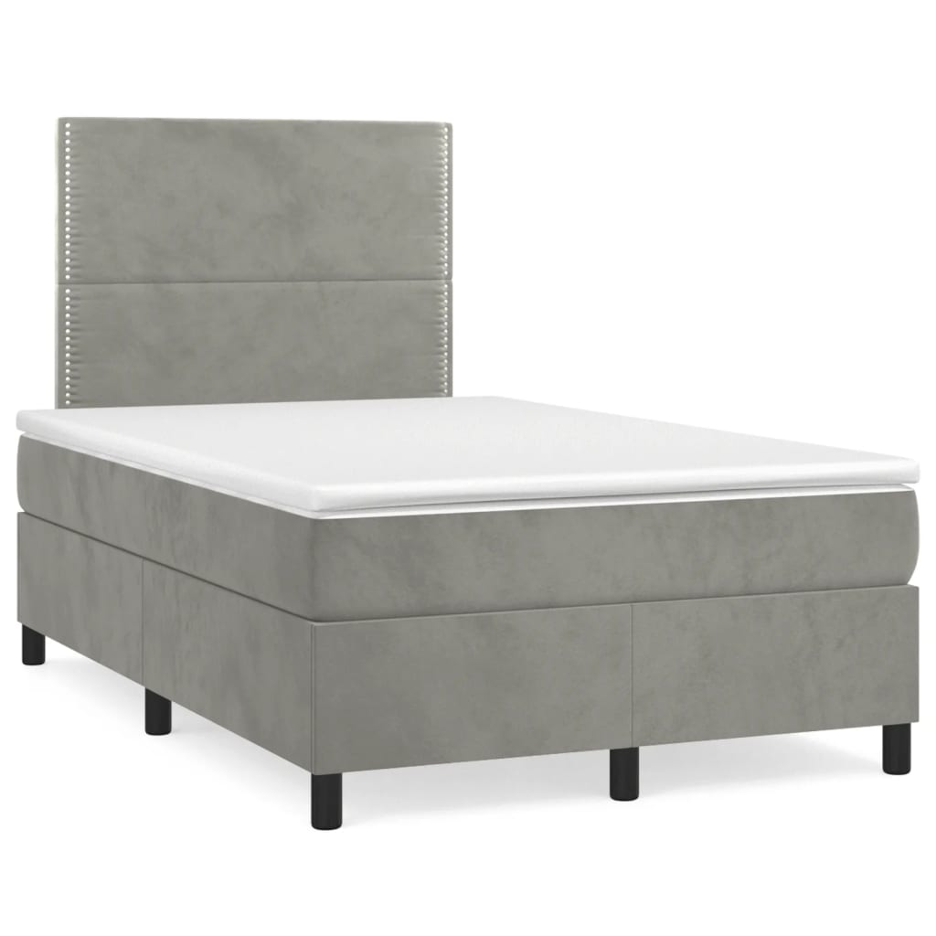 Giroletto a Molle con Materasso Grigio Chiaro 120x190cm Velluto | homemem39