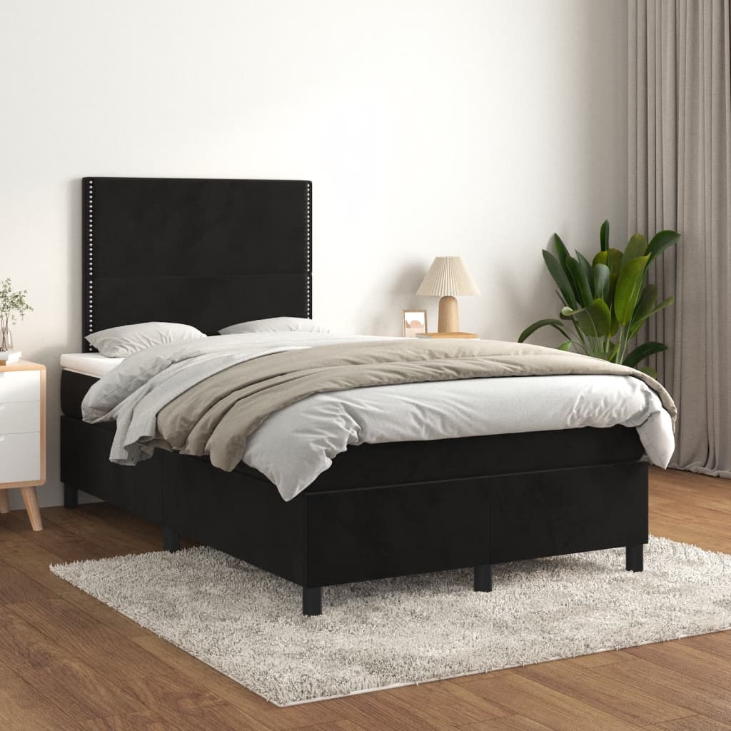 Giroletto a Molle con Materasso Nero 120x190 cm in Velluto | homemem39