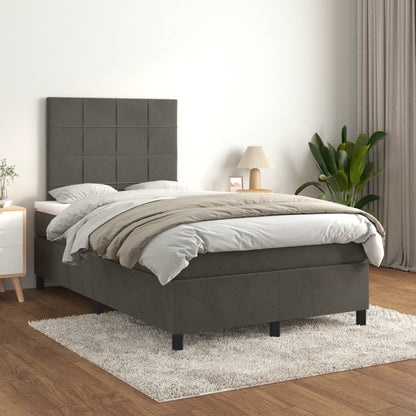 Giroletto a Molle con Materasso Grigio Scuro 120x190 cm Velluto | homemem39